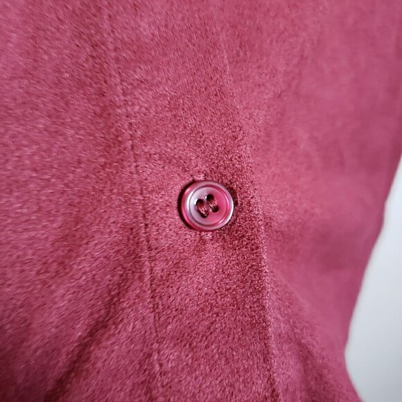 Chico's Everyday Faux-Suede Button Front Shirt Long Sleeves Maroon Women's Large - Picture 5 of 11